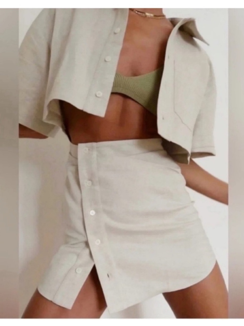 NWT Jacquemus La Robe Arles Linen Mini Dress Beige - Picture 3 of 8